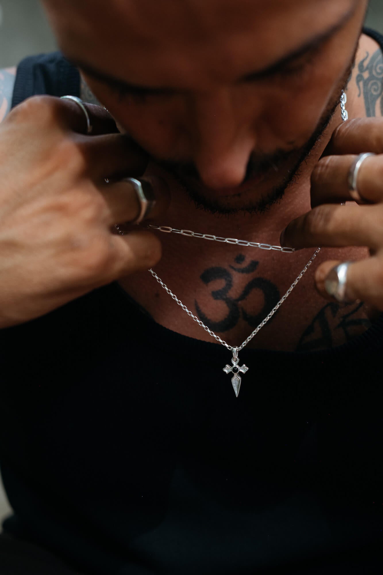 Onyx Cross Necklace