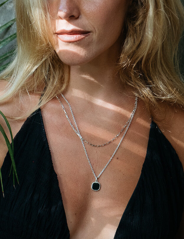 Onyx Square Necklace